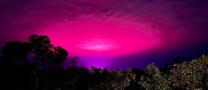 Mysterious pink glow over town confirmed as lighting